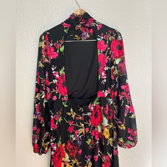 Graceful Arrival Black Floral Burnout Backless Maxi Dress - Picture 6 of 11